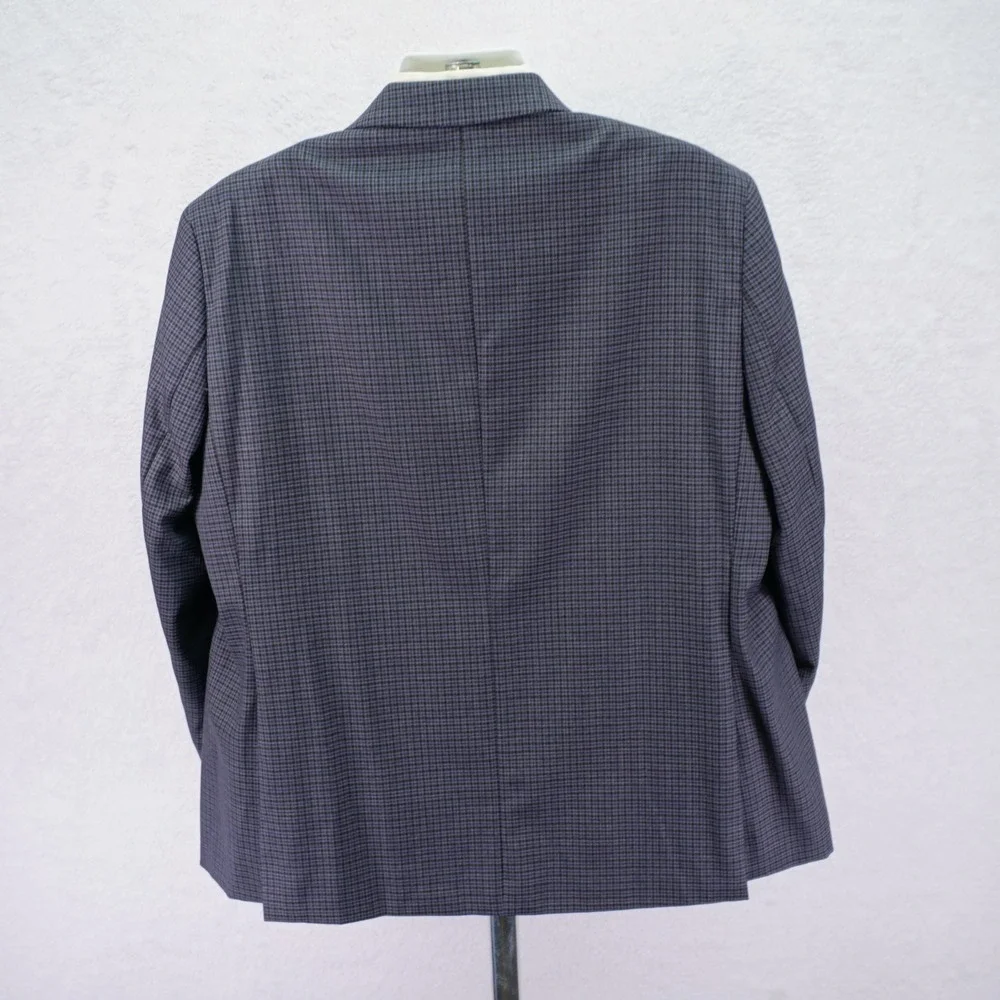 Pronto Uomo Platinum‎ Wool Blend Sport Coat Blue Gray Black Plaid Portly 46R